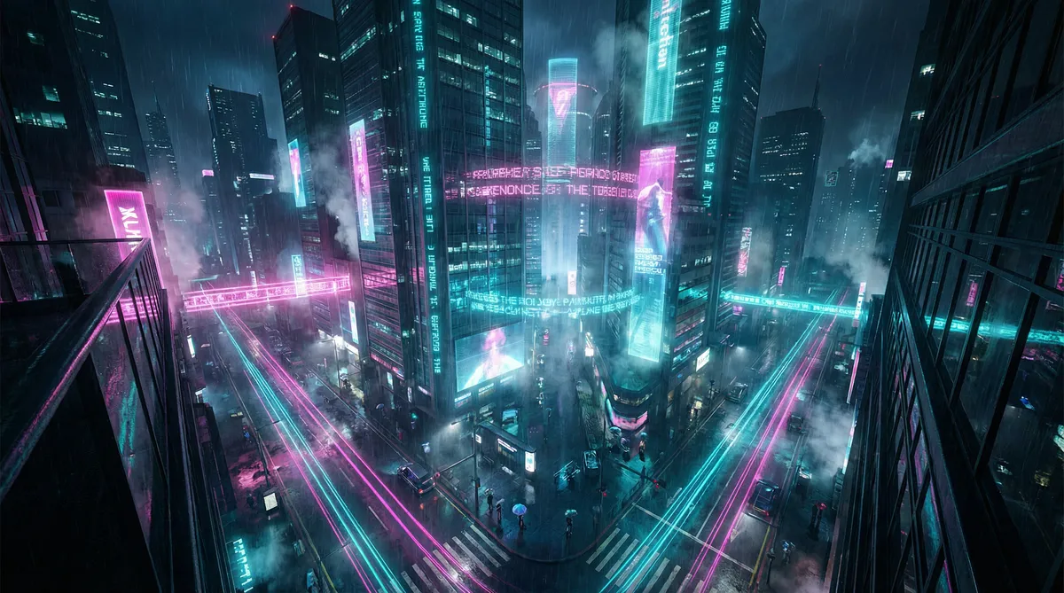 闪点行动1 竖屏短剧平台首页背景 - 赛博朋克都市夜景
